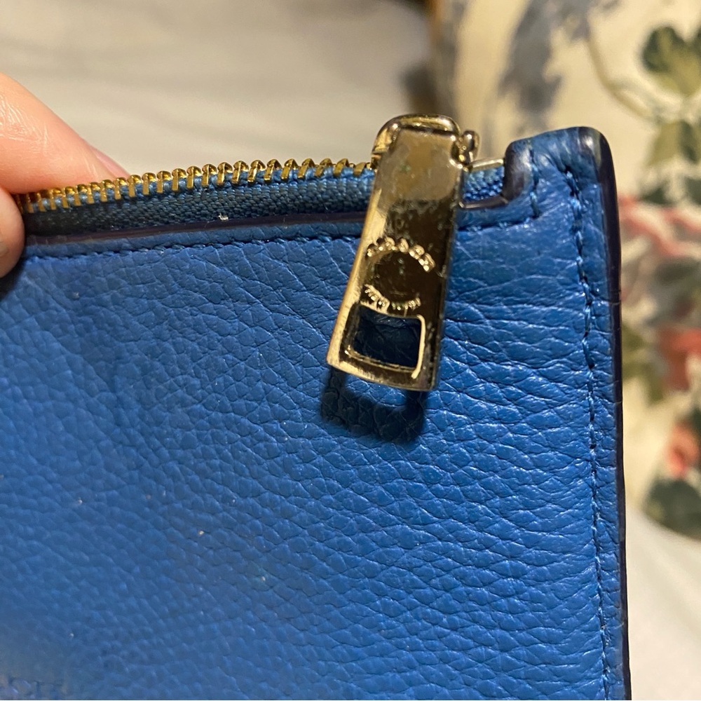 COACH womens blue leather long card holder wallet zip - Picture 3 of 7